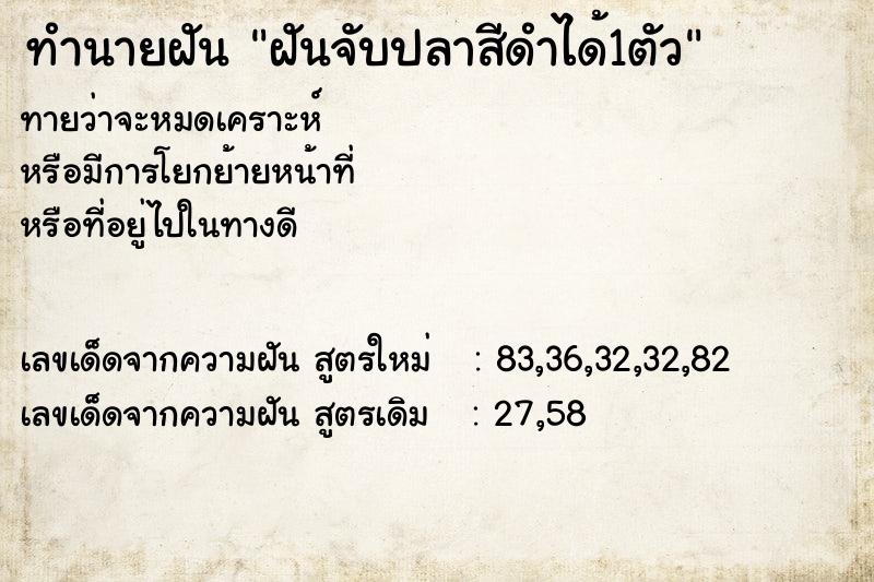 ทำนายฝัน ฝันจับปลาสีดำได้1ตัว