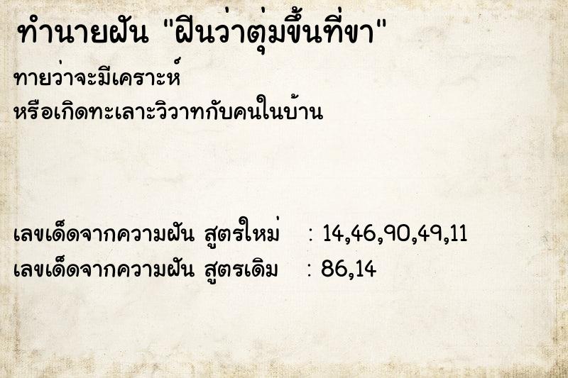 ทำนายฝัน ฝีนว่าตุ่มขึ้นที่ขา