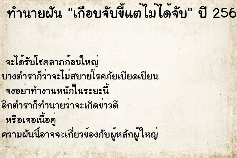 ทำนายฝัน เกือบจับขี้แต่ไม่ได้จับ