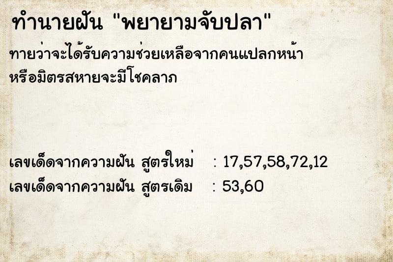 ทำนายฝัน พยายามจับปลา