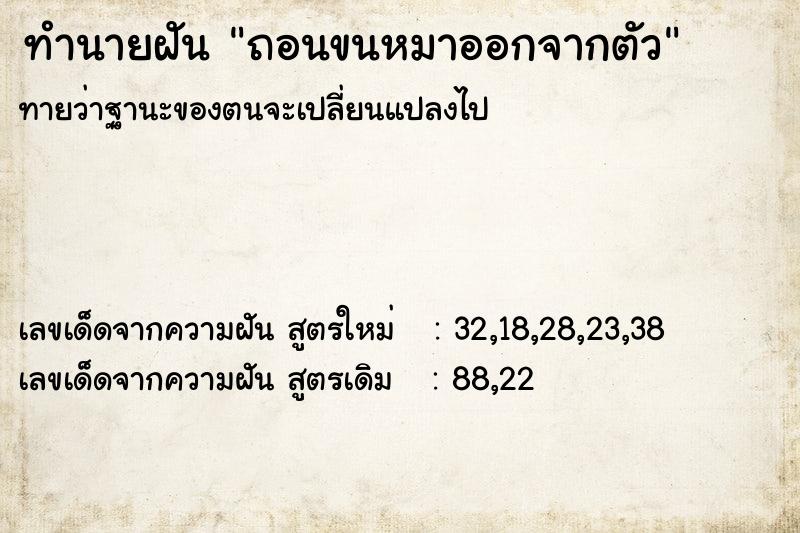 ทำนายฝัน ถอนขนหมาออกจากตัว