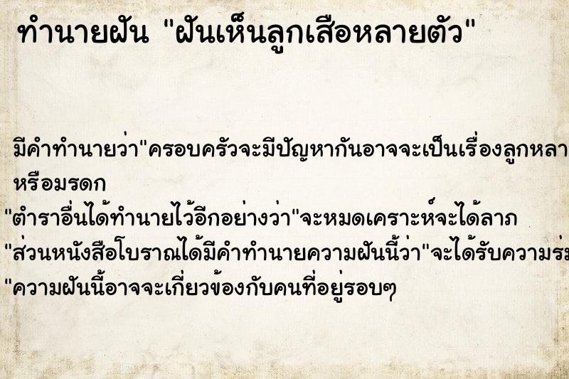 ทำนายฝัน ฝันเห็นลูกเสือหลายตัว