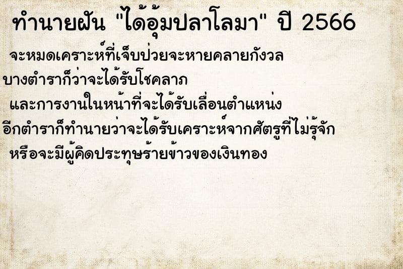 ทำนายฝัน ได้อุ้มปลาโลมา  เลขนำโชค 