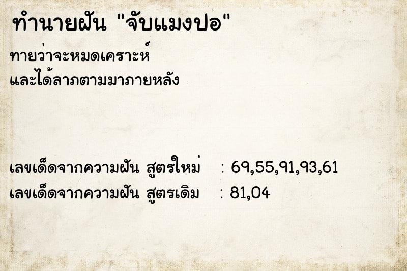 ทำนายฝัน จับแมงปอ