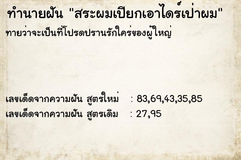 ทำนายฝัน สระผมเปียกเอาไดร์เป่าผม