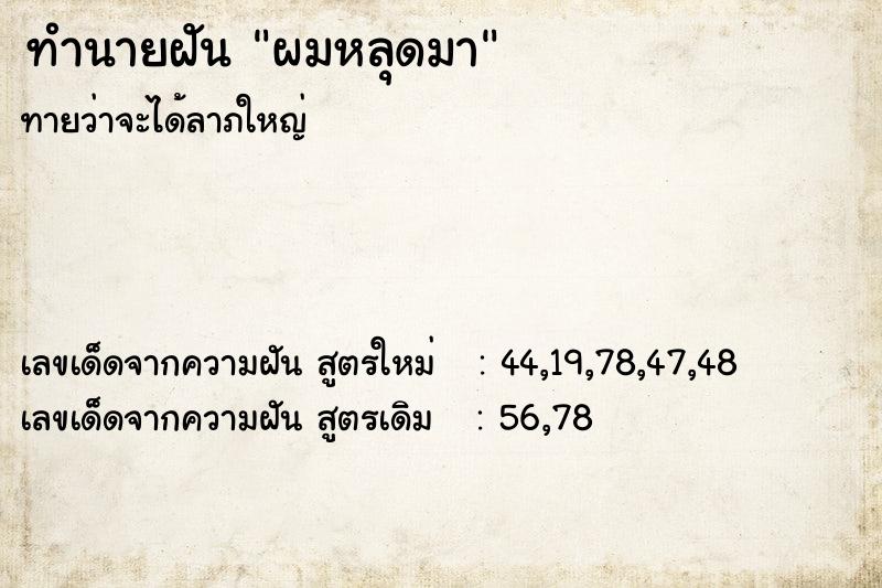 ทำนายฝัน ผมหลุดมา