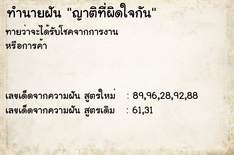 ทำนายฝัน ญาติที่ผิดใจกัน