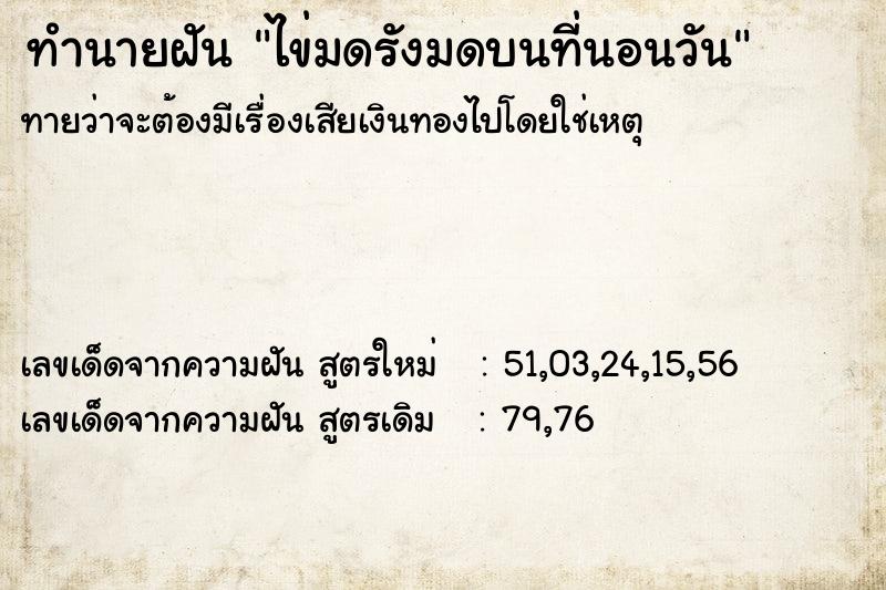 ทำนายฝัน ไข่มดรังมดบนที่นอนวัน