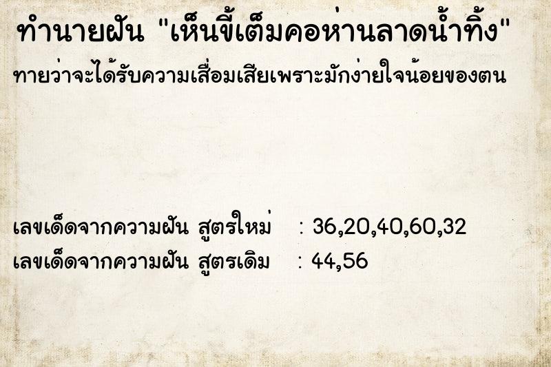 ทำนายฝัน เห็นขี้เต็มคอห่านลาดน้ำทิ้ง