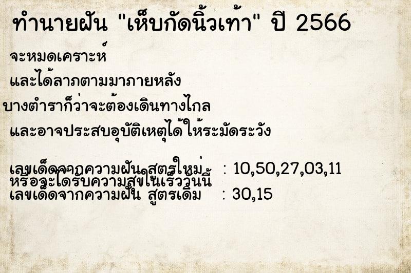 ทำนายฝัน เห็บกัดนิ้วเท้า  เลขนำโชค 