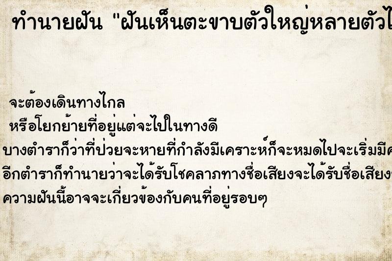 ทำนายฝัน ฝันเห็นตะขาบตัวใหญ่หลายตัวไล่กัด