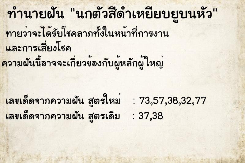 ทำนายฝัน นกตัวสีดำเหยียบยูบนหัว