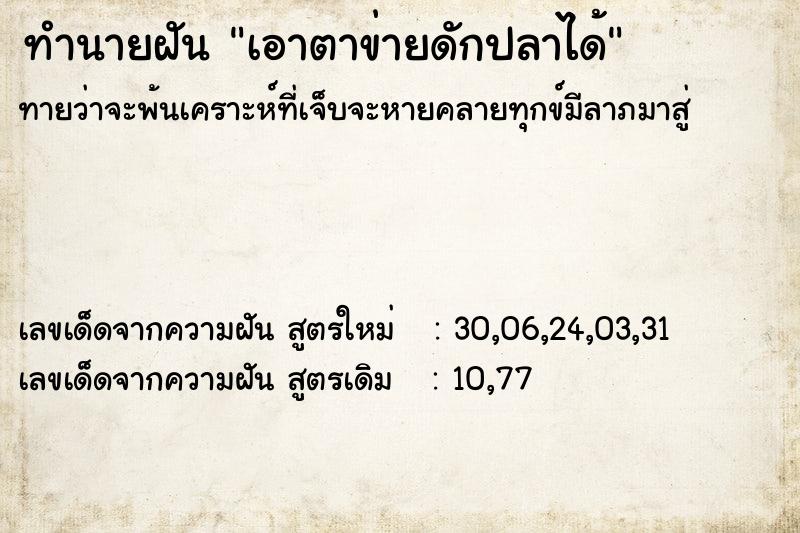 ทำนายฝัน เอาตาข่ายดักปลาได้