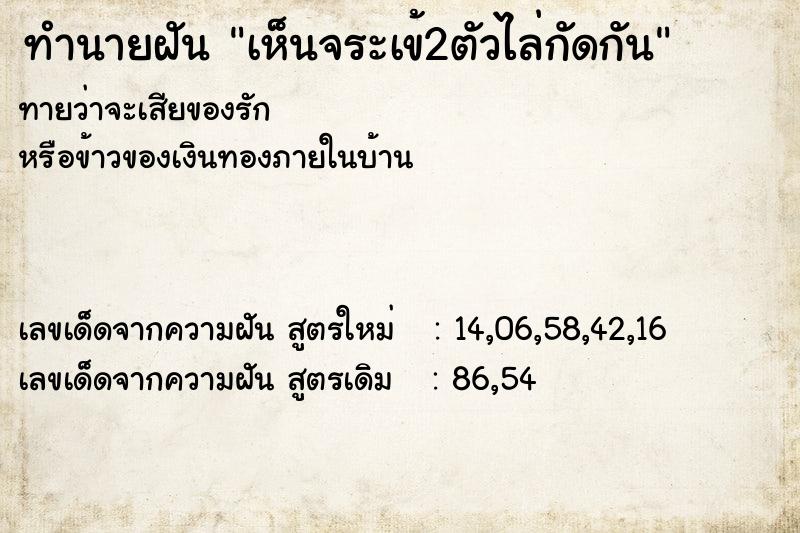 ทำนายฝัน เห็นจระเข้2ตัวไล่กัดกัน