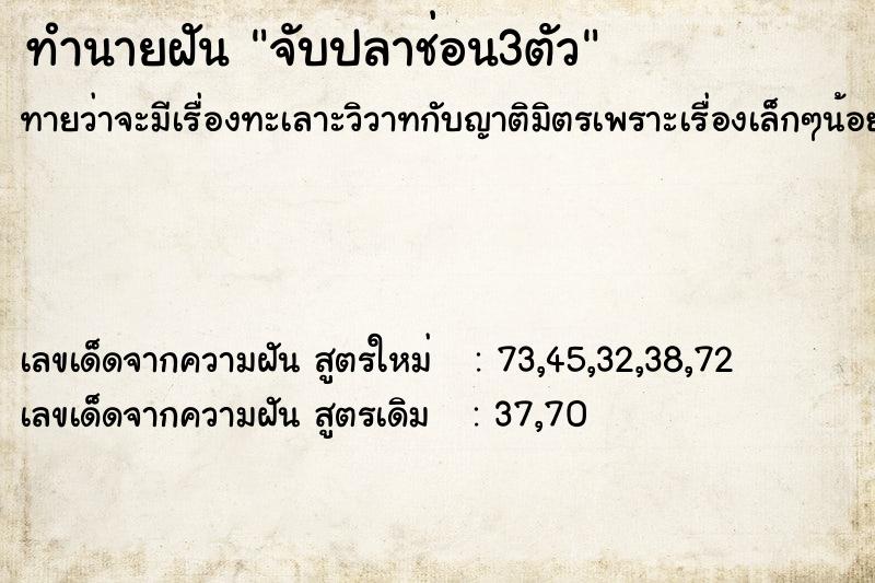 ทำนายฝัน จับปลาช่อน3ตัว