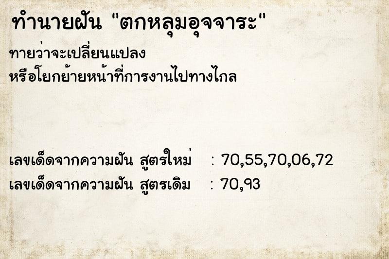 ทำนายฝัน ตกหลุมอุจจาระ