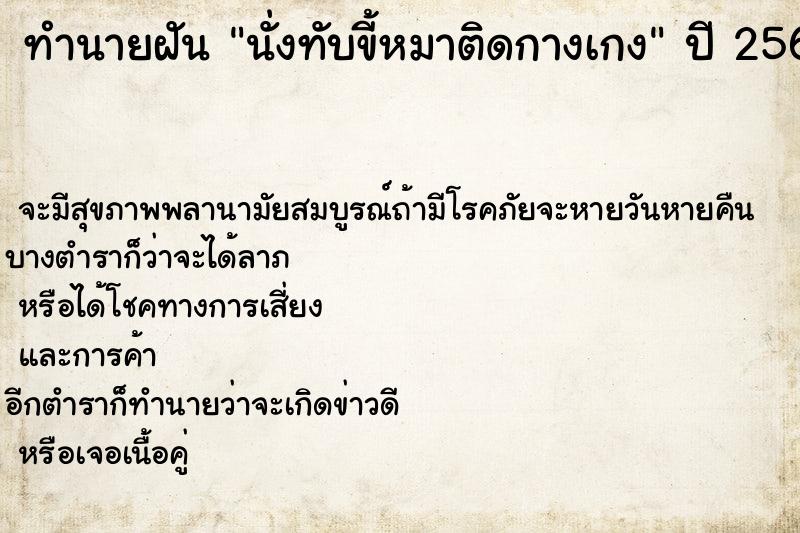 ทำนายฝัน นั่งทับขี้หมาติดกางเกง  เลขนำโชค 