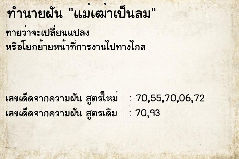 ทำนายฝัน แม่เฒ่าเป็นลม  เลขนำโชค 