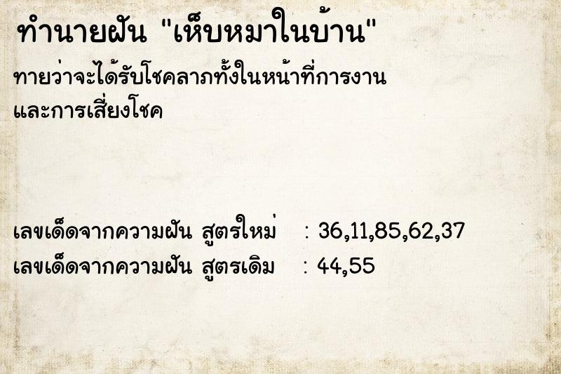 ทำนายฝัน เห็บหมาในบ้าน