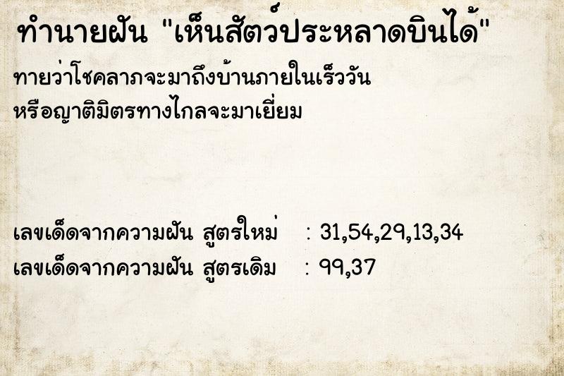 ทำนายฝัน เห็นสัตว์ประหลาดบินได้