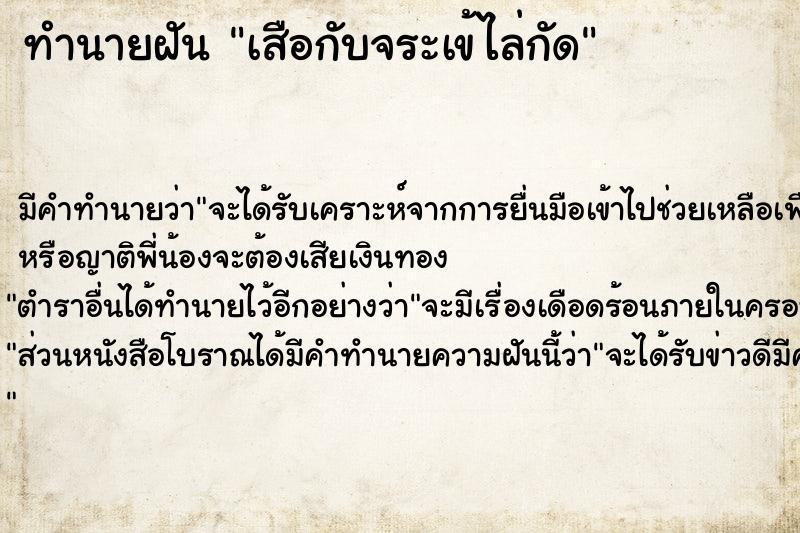 ทำนายฝัน เสือกับจระเข้ไล่กัด