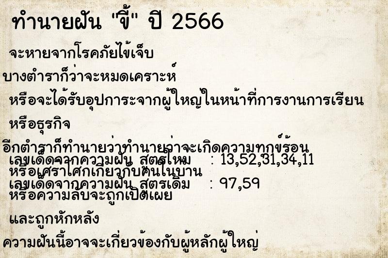 ทำนายฝัน ขี้  เลขนำโชค 