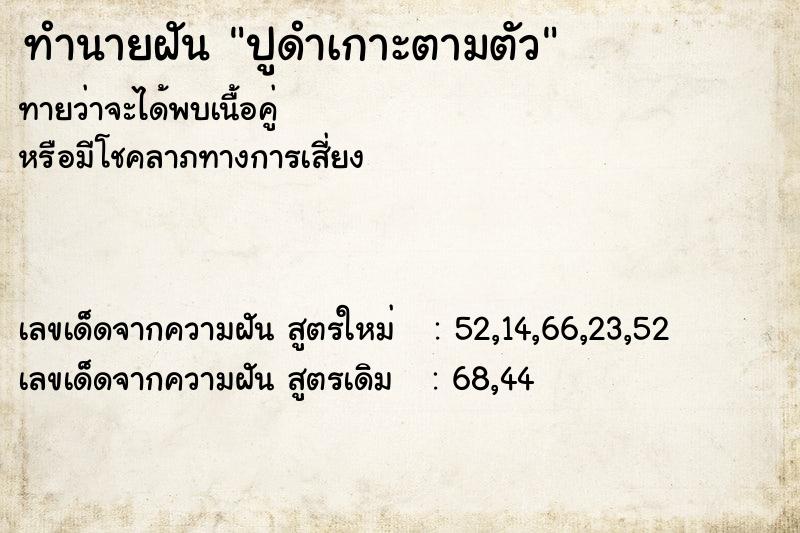 ทำนายฝัน ปูดำเกาะตามตัว