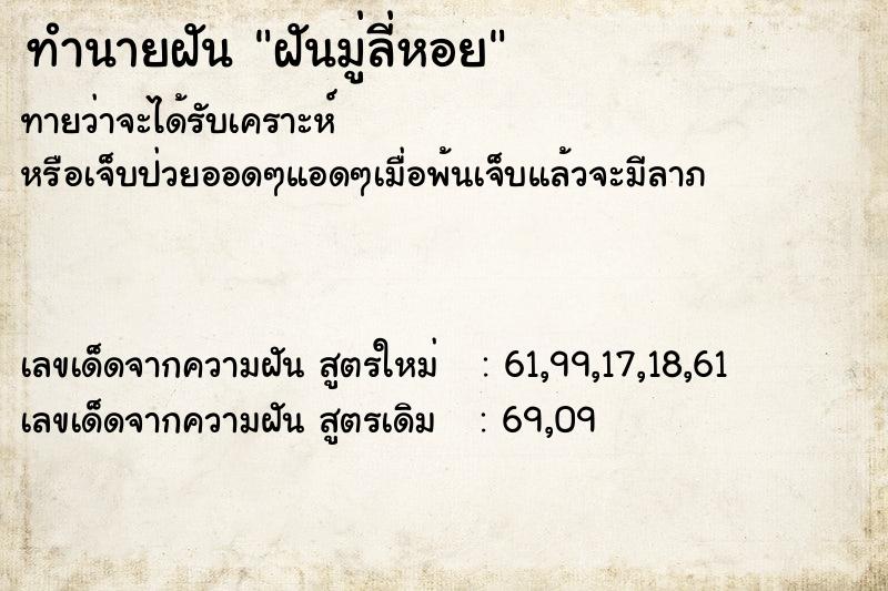 ทำนายฝัน ฝันมู่ลี่หอย