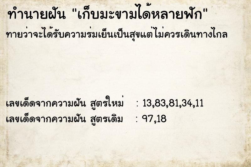 ทำนายฝัน เก็บมะขามได้หลายฟัก