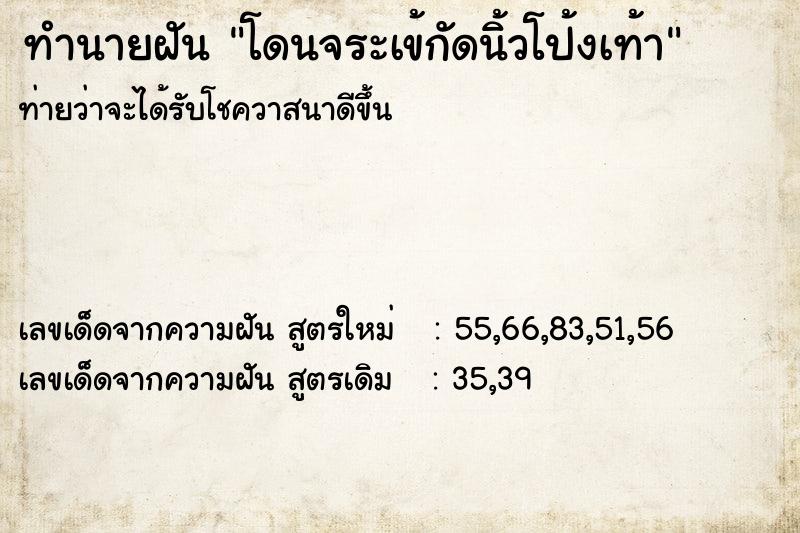 ทำนายฝัน โดนจระเข้กัดนิ้วโป้งเท้า