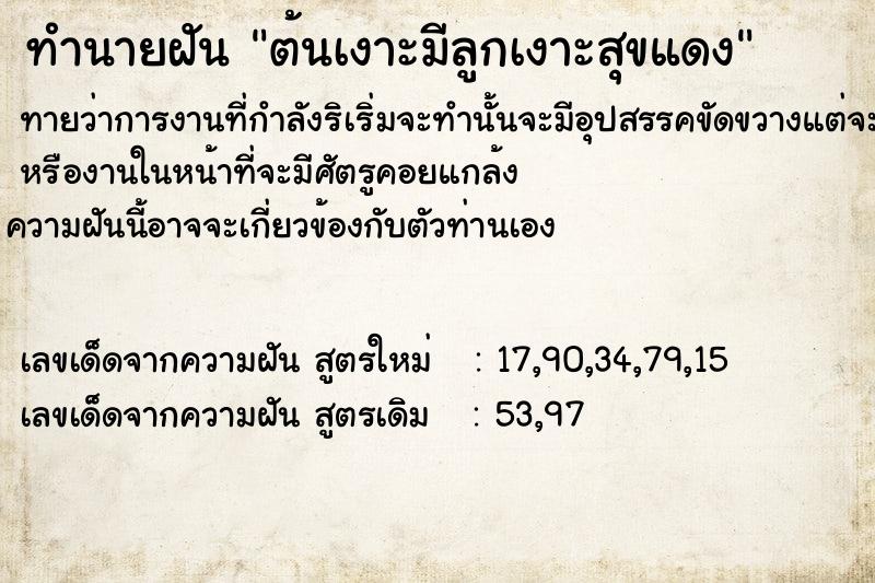 ทำนายฝัน ต้นเงาะมีลูกเงาะสุขแดง  เลขนำโชค 