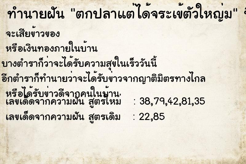 ทำนายฝัน ตกปลาแต่ได้จระเข้ตัวใหญ่ม