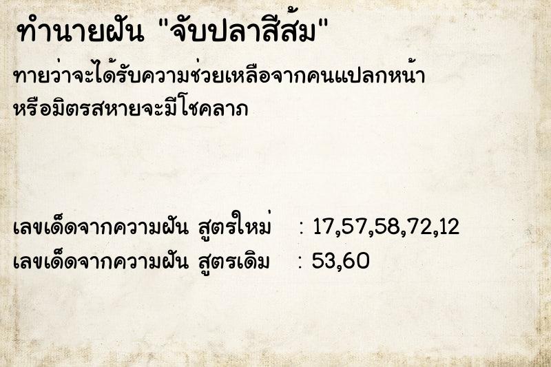 ทำนายฝัน จับปลาสีส้ม