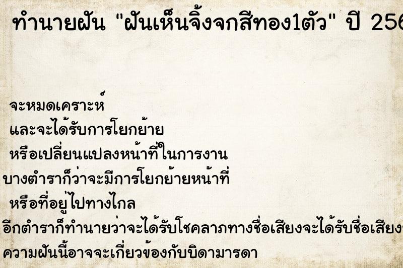 ทำนายฝัน ฝันเห็นจิ้งจกสีทอง1ตัว