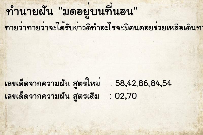 ทำนายฝัน มดอยู่บนที่นอน