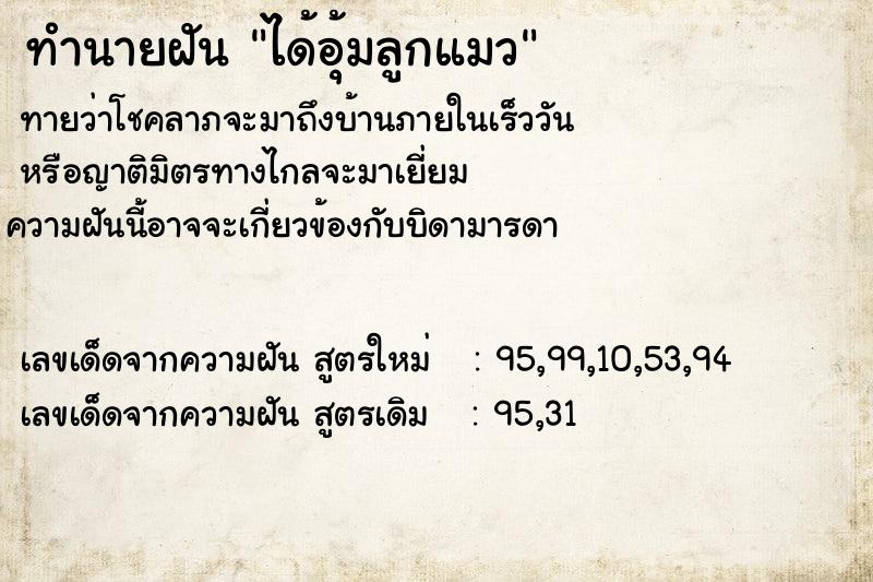 ทำนายฝัน ได้อุ้มลูกแมว