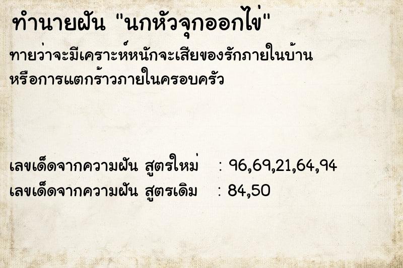 ทำนายฝัน นกหัวจุกออกไข่