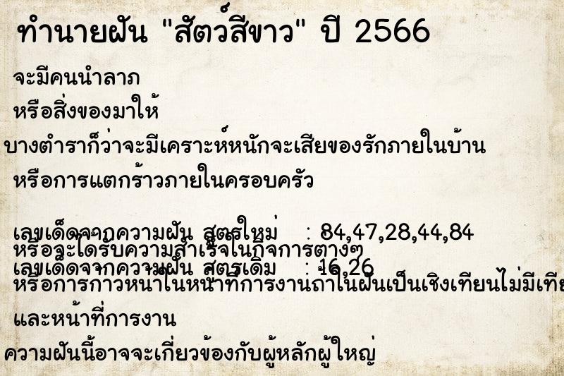 ทำนายฝัน สัตว์สีขาว