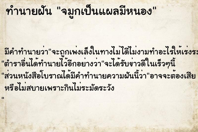 ทำนายฝัน จมูกเป็นแผลมีหนอง