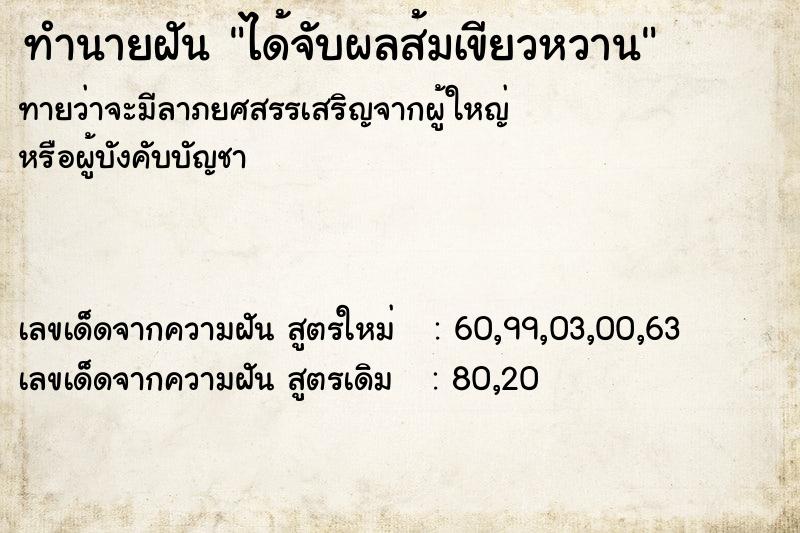 ทำนายฝัน ได้จับผลส้มเขียวหวาน