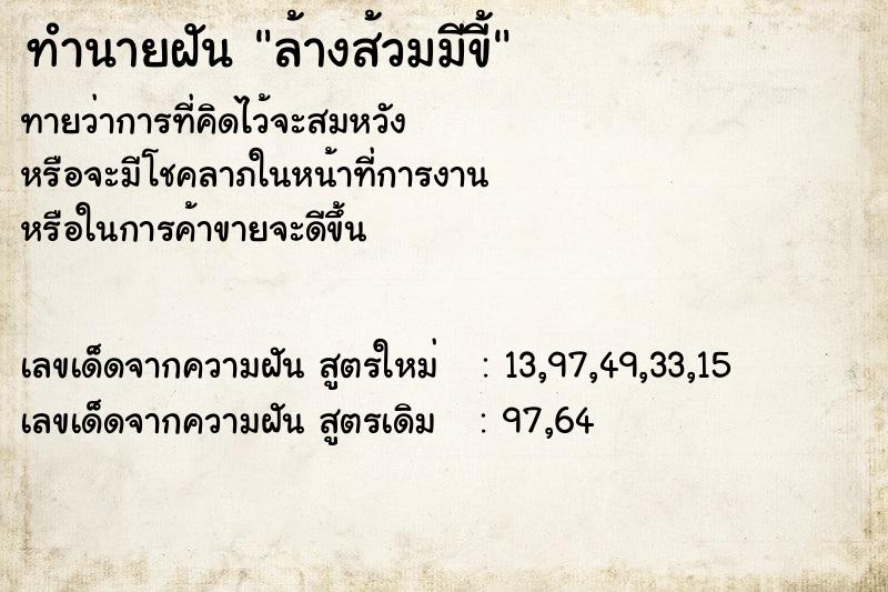 ทำนายฝัน ล้างส้วมมีขี้