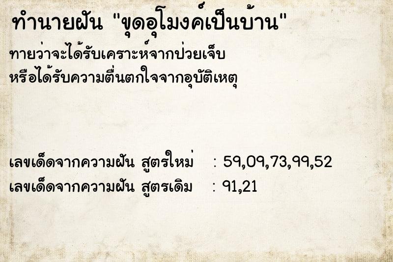 ทำนายฝัน ขุดอุโมงค์เป็นบ้าน