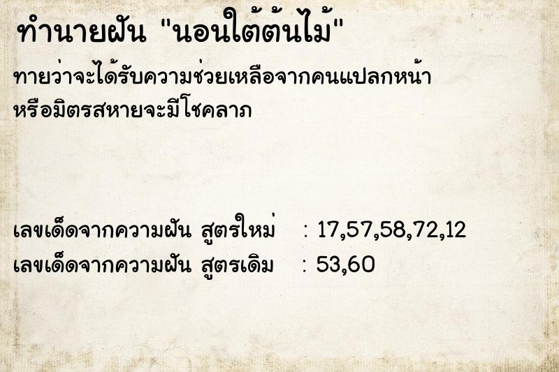 ทำนายฝัน นอนใต้ต้นไม้