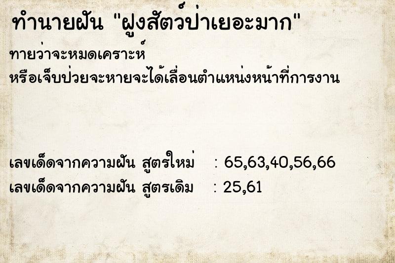 ทำนายฝัน ฝูงสัตว์ป่าเยอะมาก