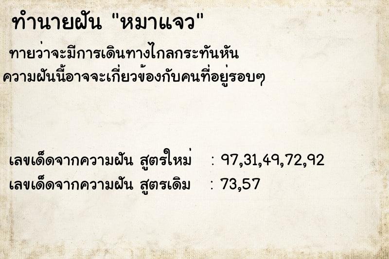 ทำนายฝัน หมาแจว