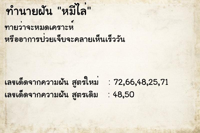 ทำนายฝัน หมีไล่