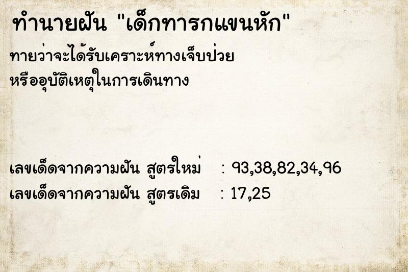 ทำนายฝัน #ทำนายฝัน #เด็กทารกแขนหัก  เลขนำโชค 