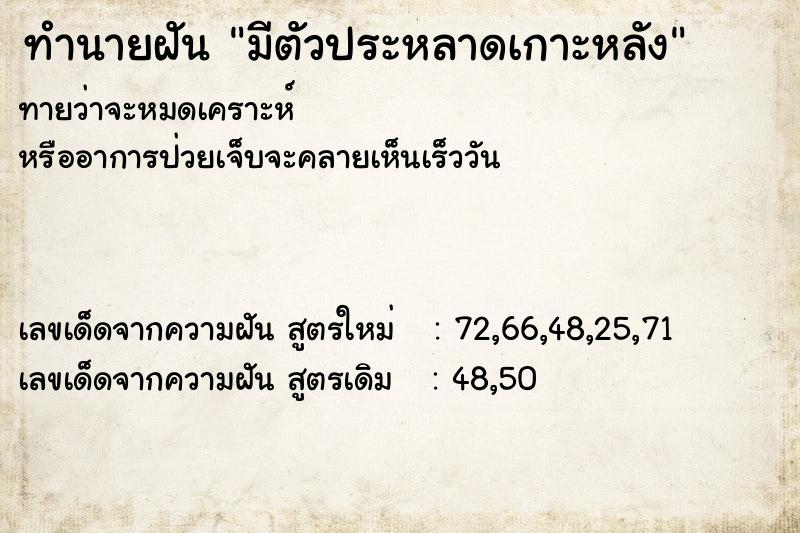 ทำนายฝัน มีตัวประหลาดเกาะหลัง