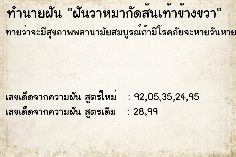 ทำนายฝัน ฝันวาหมากัดส้นเท้าข้างขวา