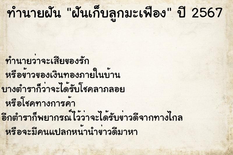 ทำนายฝัน #ทำนายฝัน #ฝันเก็บลูกมะเฟือง  เลขนำโชค 